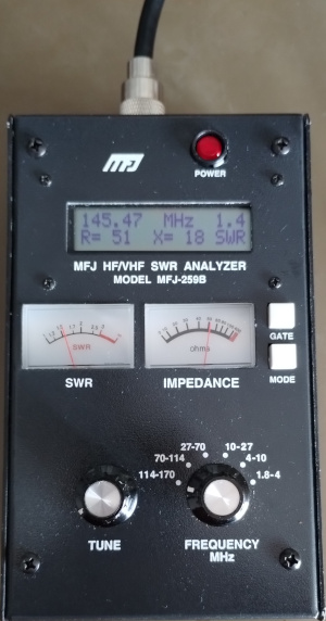MFJ259b measures slappe arnold antenna